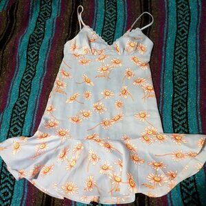 Urban Outfitters Floral Mini Dress XS Coquette Cottagecore Romantic Pastel Blue